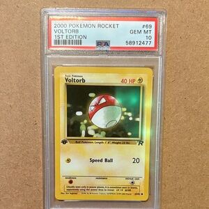Pokemon Rocket Voltorb 1st Edition Card - 1st Edition PSA Graded 10/10 Gem Mint